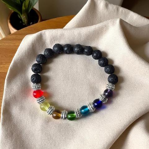 PULSERA NEGRA 7 CHAKRAS