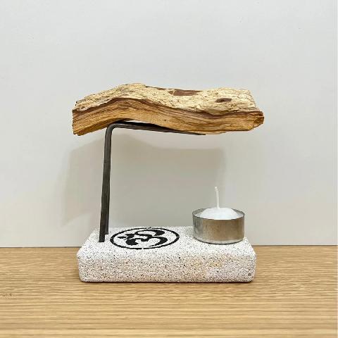 QUEMADOR DE PALO SANTO CERAMICA CON PORTA VELA