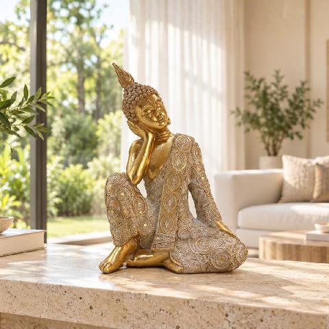 DECO BUDA DURMIENTE ORO 23cm.
