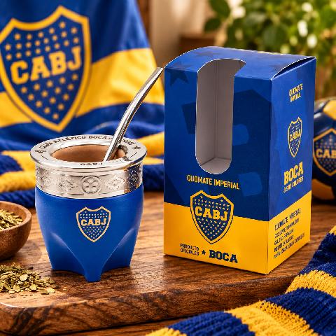 MATE IMPERIAL CON BOMBILLA BOCA JRS
